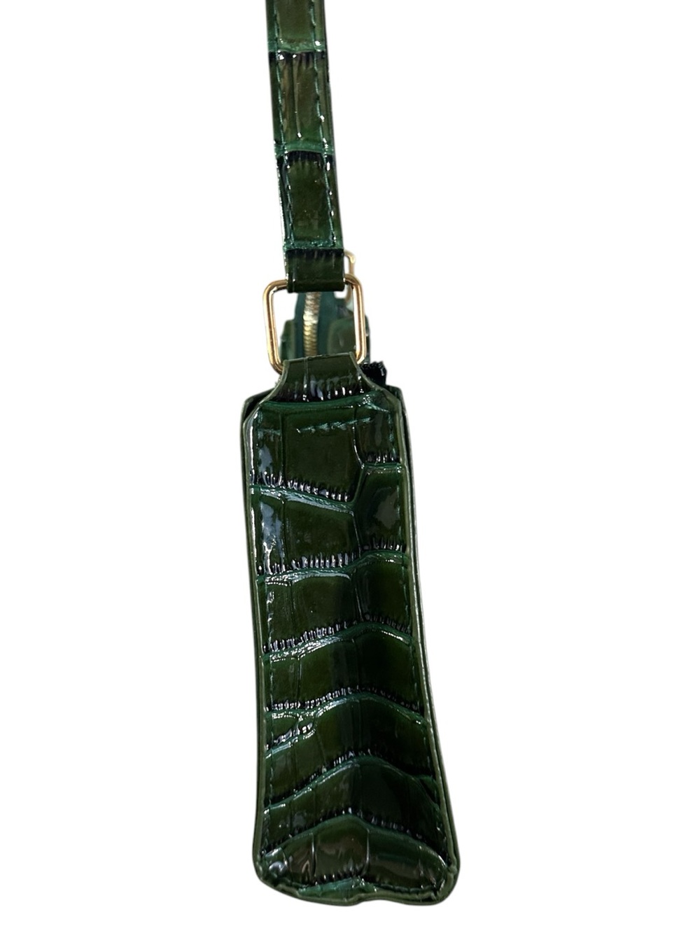 NWOT Dark Green Croc-Embossed Shoulder Bag - Picture 5 of 6